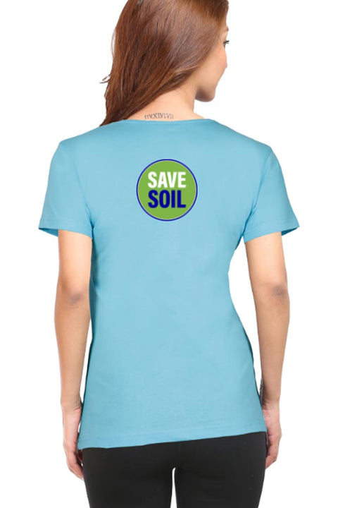 Sadhguru Journeys to Save Soil T-shirt for Women Backside