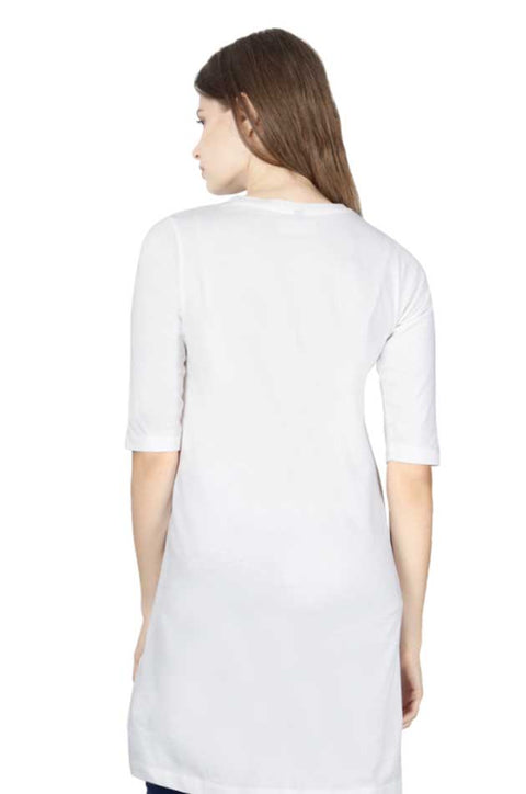 White Long Cotton T-shirts to Wear with Leggings Back