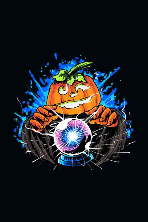 Witch Pumpkin Plasma Ball T-Shirt for Boys Design