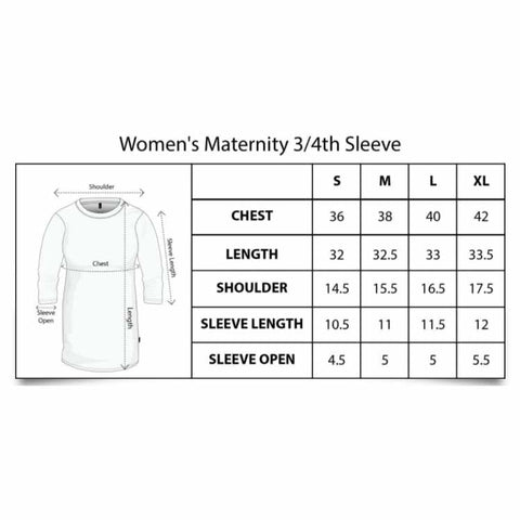 Bump Ahead Maternity T-Shirt for Women Size Chart